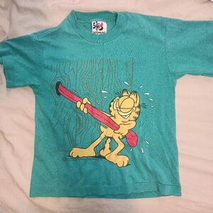 Kids Vintage Single Stitch Teal Garfield T-Shirt